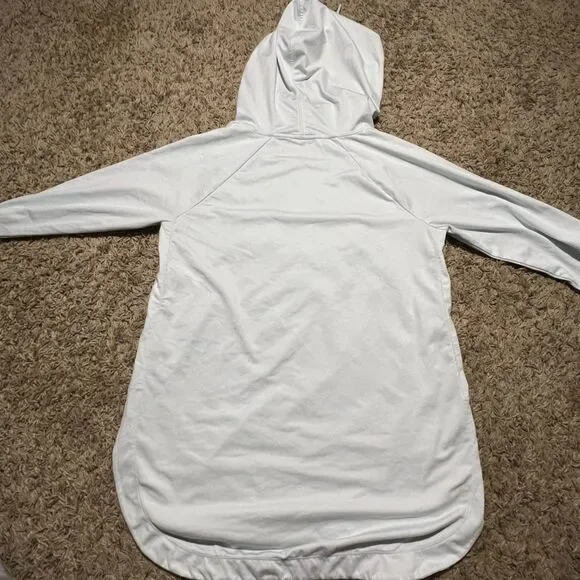 Athleta Women's Small Uptempo Hoodie Sweatshirt Light Blue Thumb Holes - Picture 3 of 9